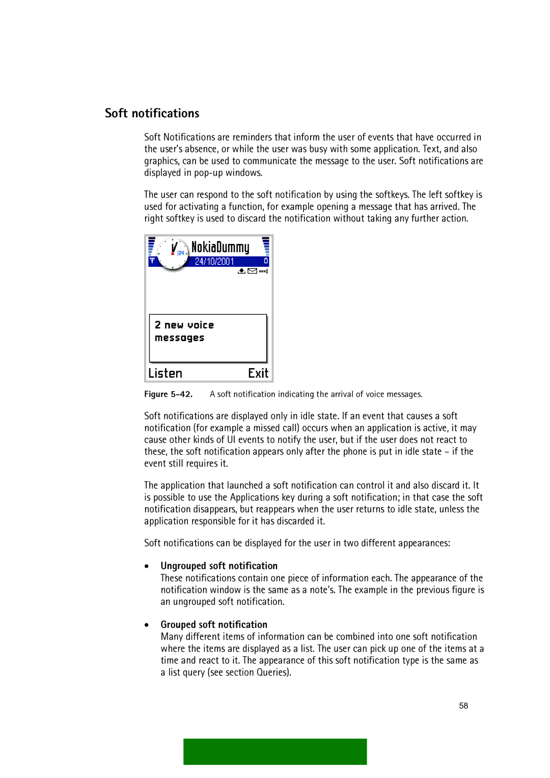 Nokia Series 60 manual Soft notifications, Ungrouped soft notification, Grouped soft notification 