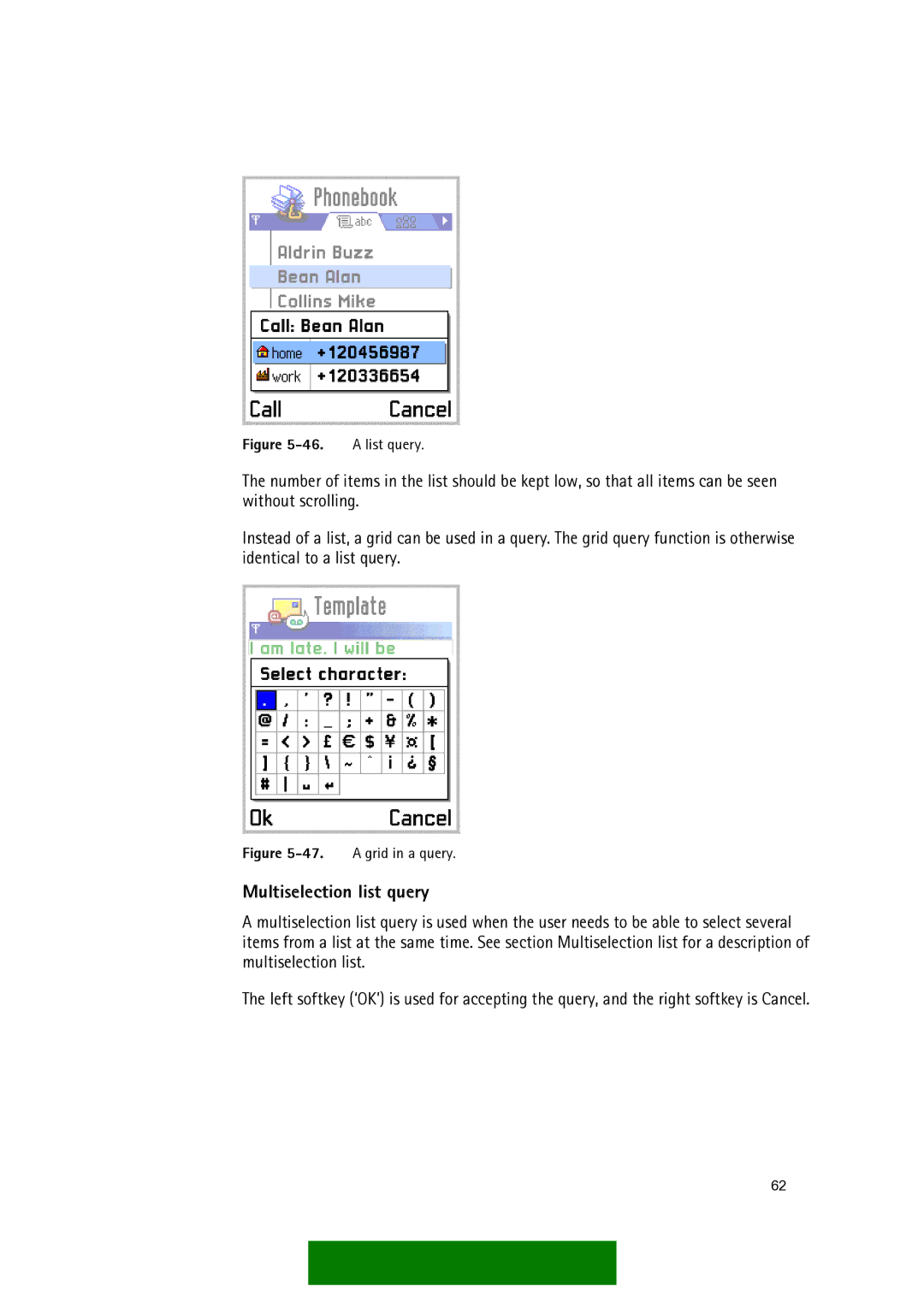 Nokia Series 60 manual Multiselection list query 