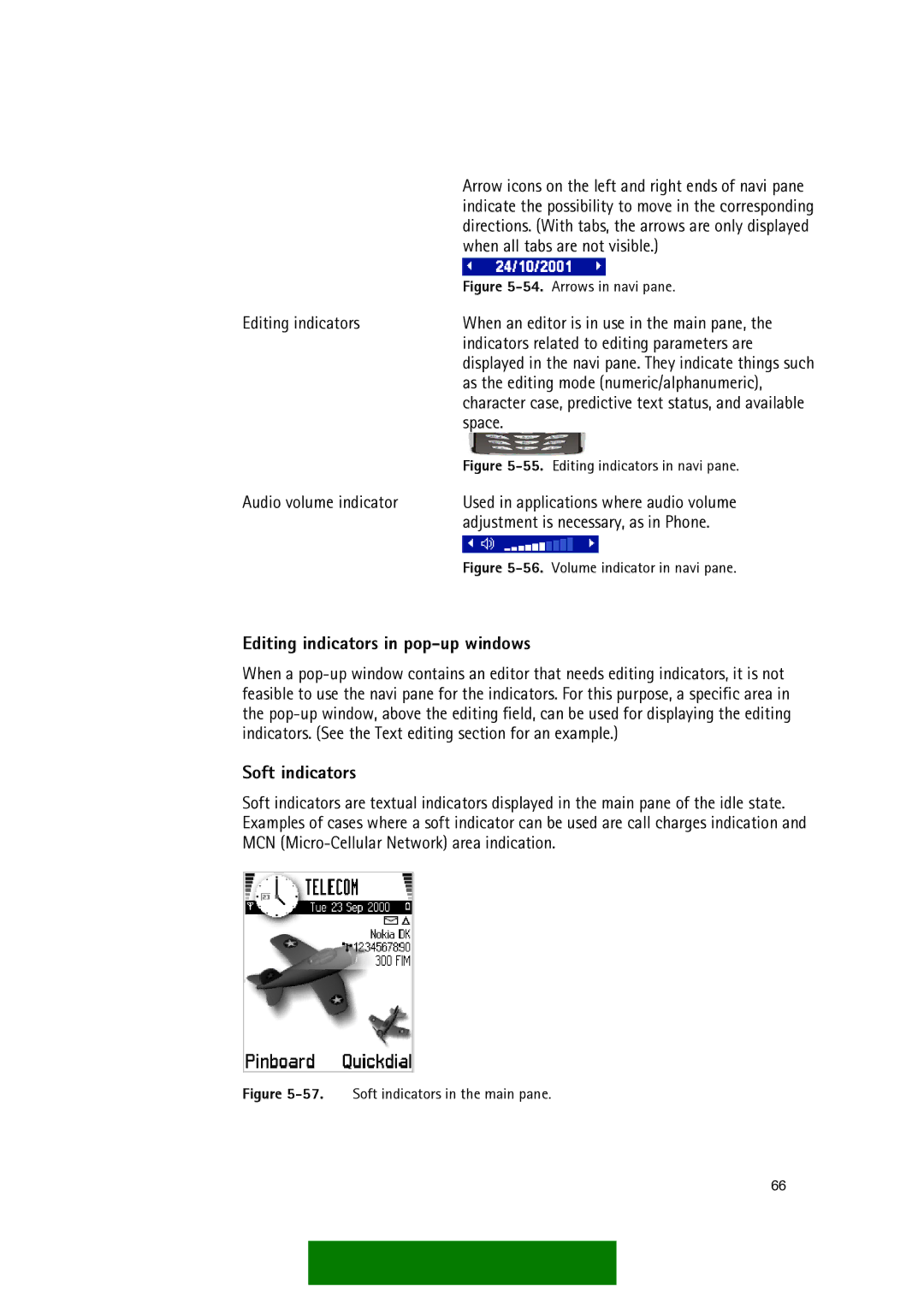 Nokia Series 60 manual Editing indicators in pop-up windows, Soft indicators, When all tabs are not visible, Space 