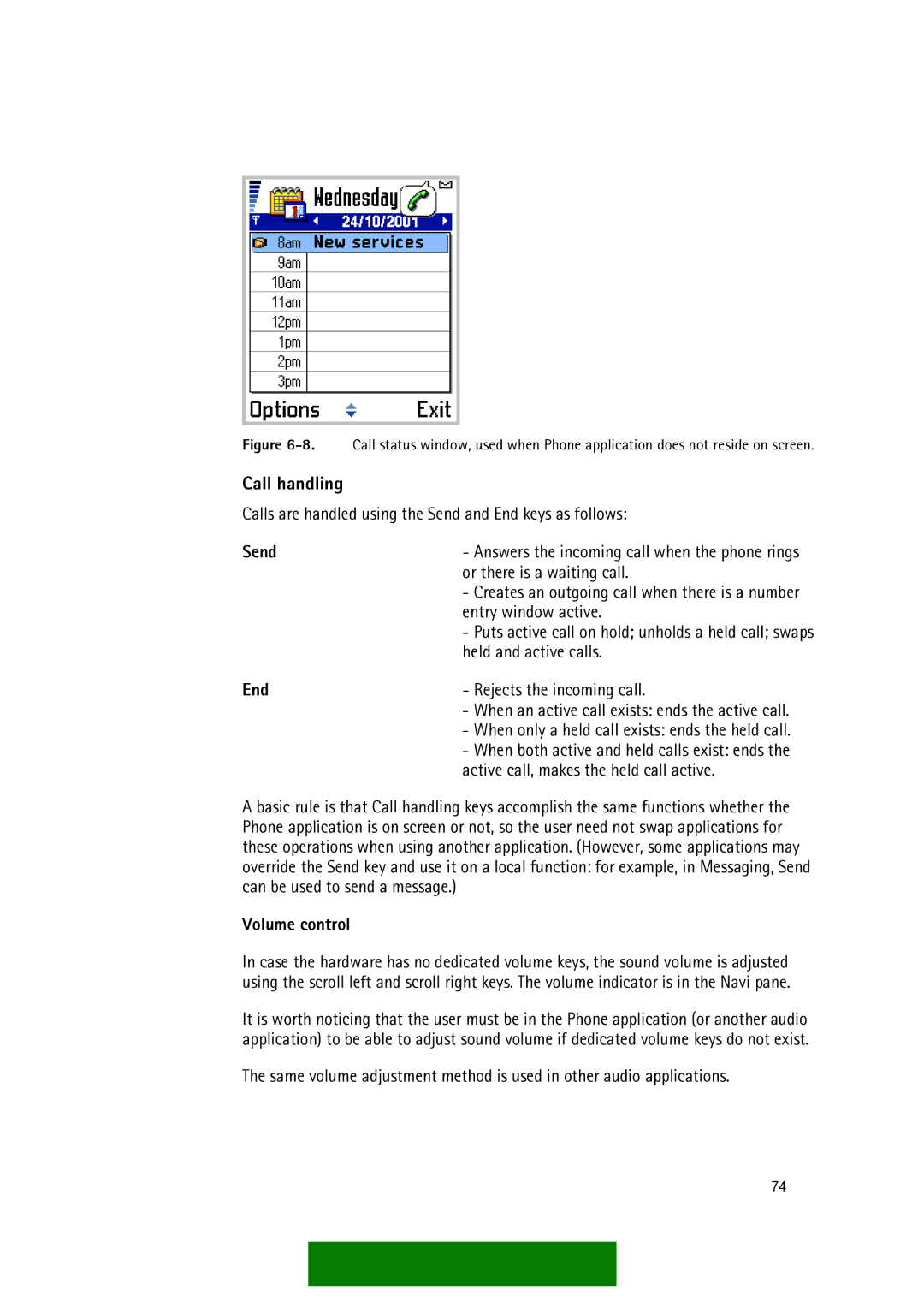 Nokia Series 60 manual Call handling, End, Volume control 