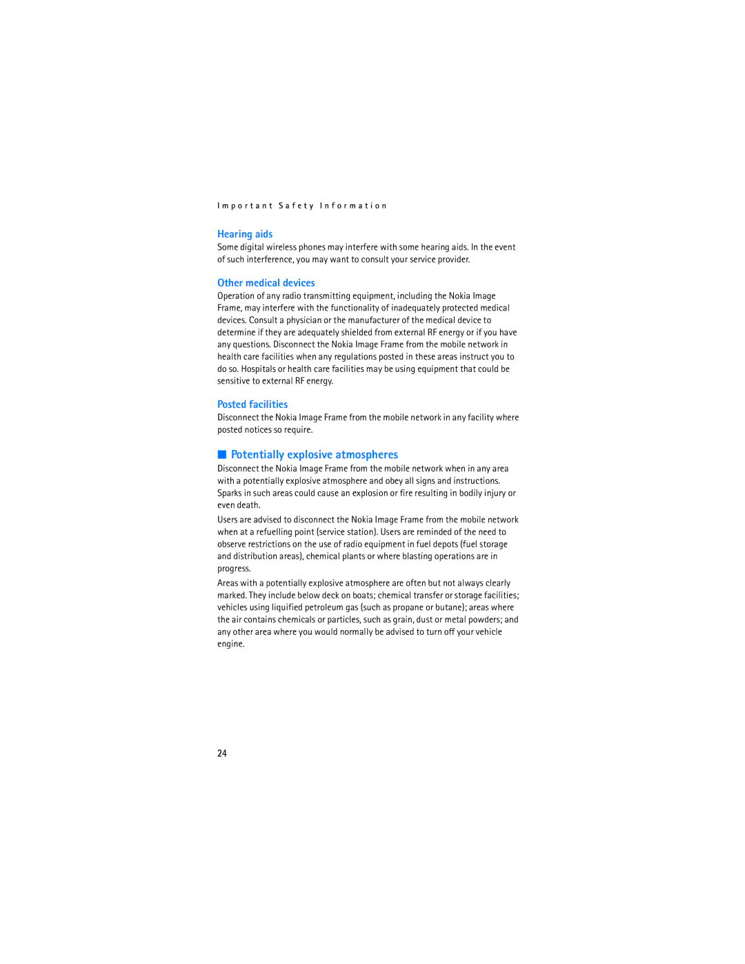 Nokia SU-7 manual Potentially explosive atmospheres 