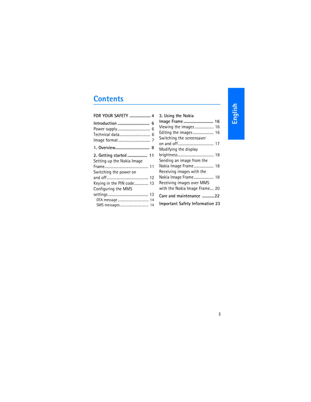 Nokia SU-7 manual Contents 