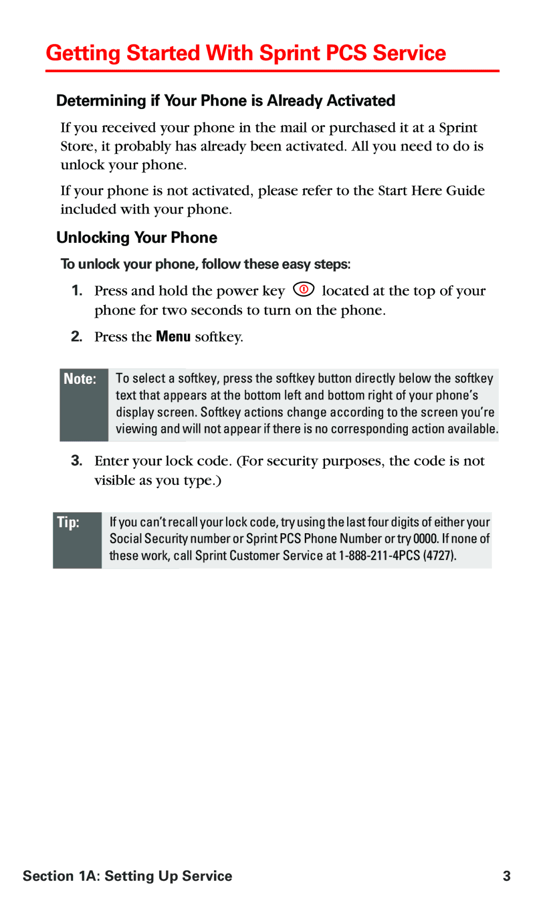 Nokia V-6016i manual Getting Started With Sprint PCS Service, Determining if Your Phone is Already Activated 