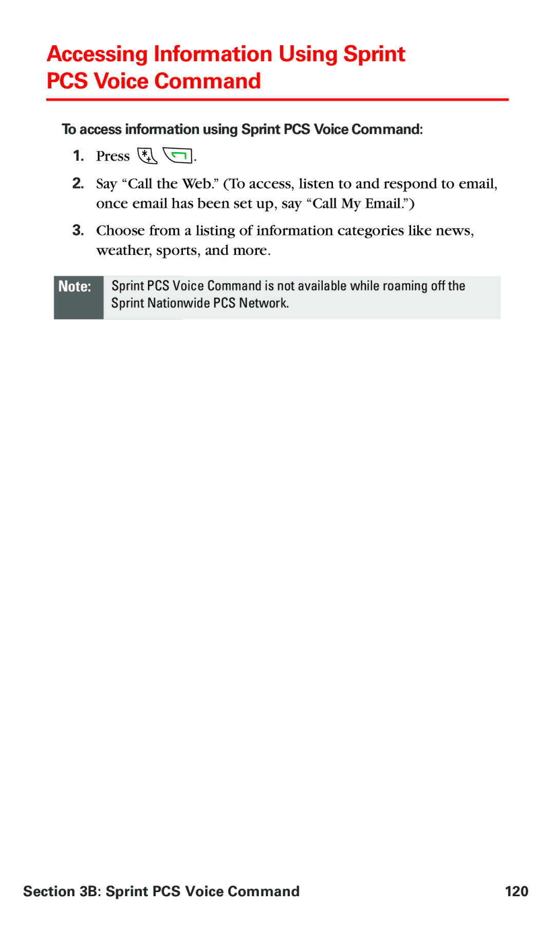 Nokia V-6016i Accessing Information Using Sprint PCS Voice Command, To access information using Sprint PCS Voice Command 