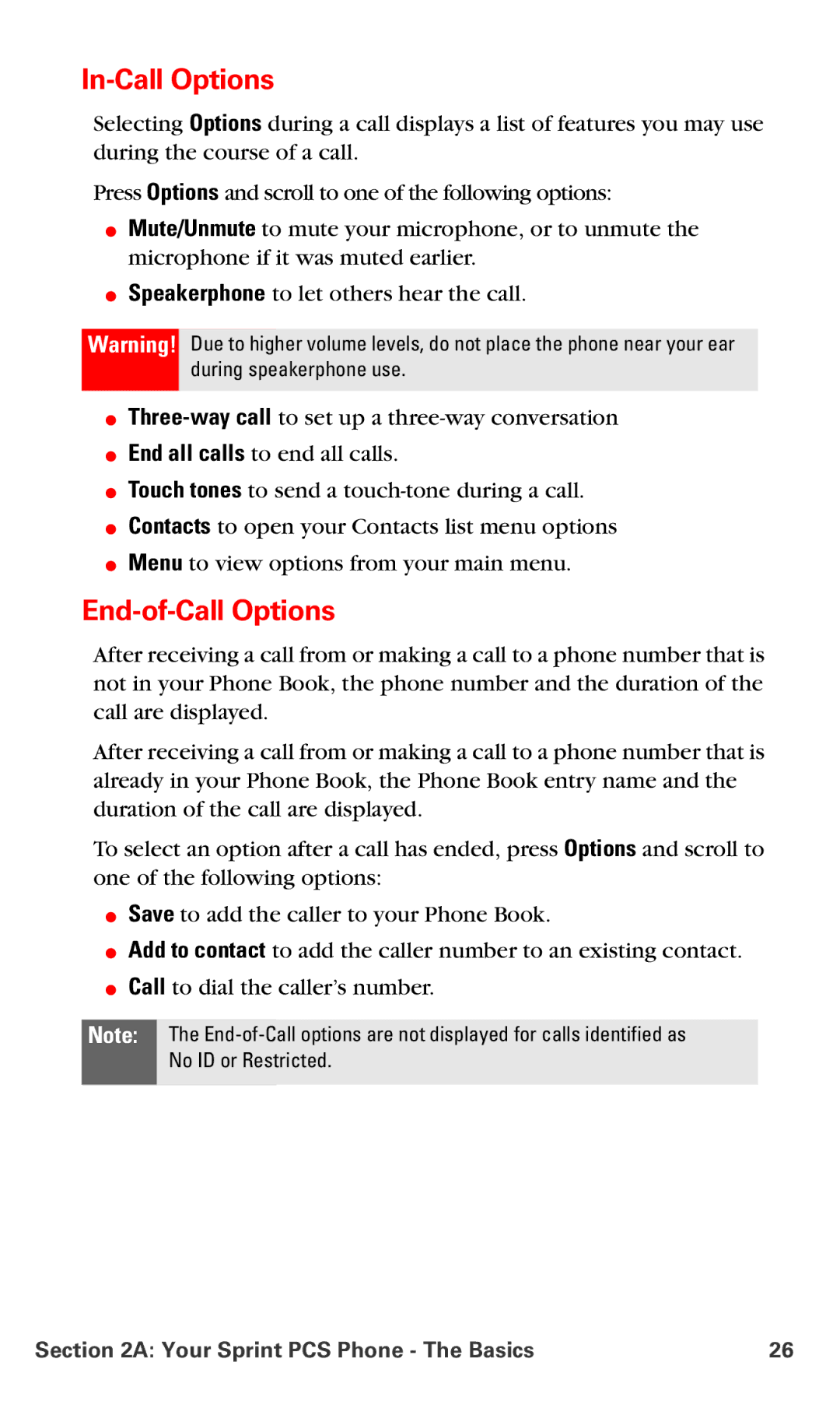 Nokia V-6016i manual In-Call Options, End-of-Call Options 