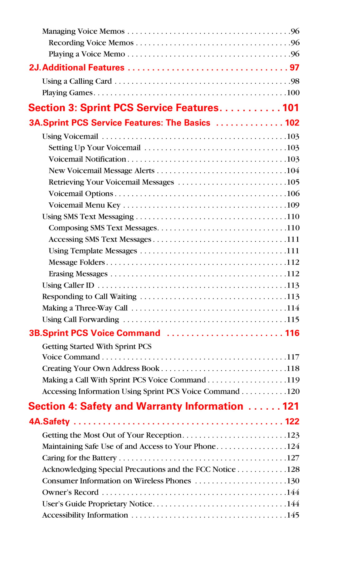 Nokia V-6016i manual Sprint PCS Service Features 