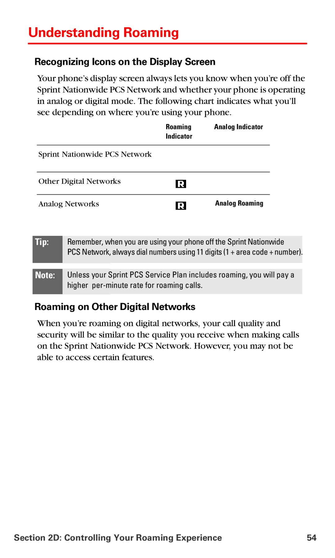 Nokia V-6016i manual Understanding Roaming, Recognizing Icons on the Display Screen, Roaming on Other Digital Networks 