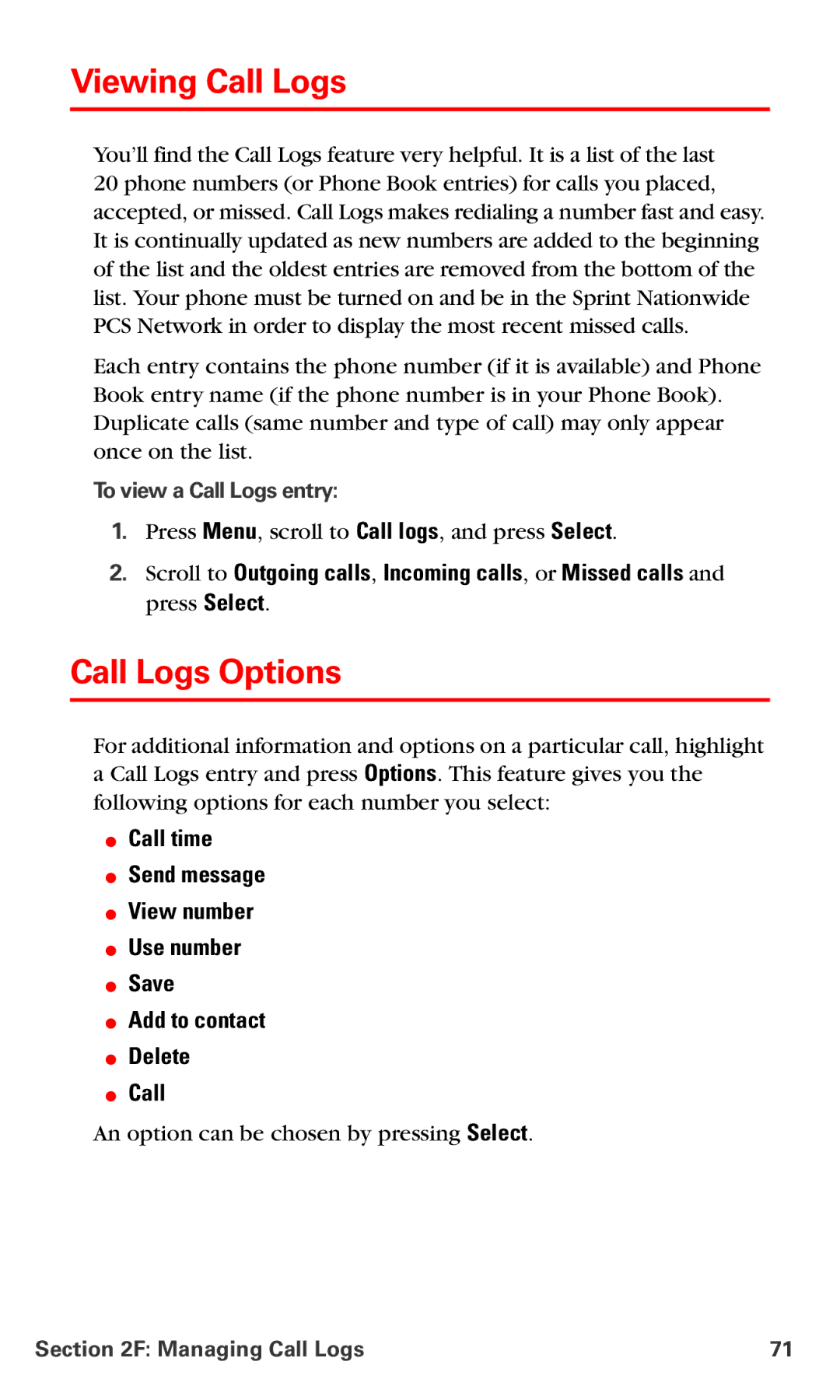 Nokia V-6016i manual Viewing Call Logs, Call Logs Options, To view a Call Logs entry 