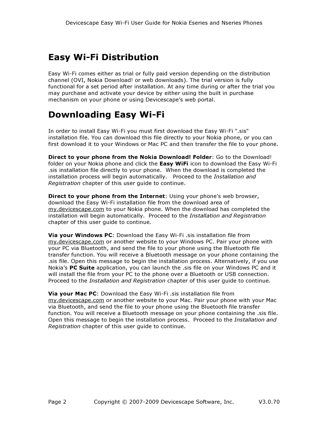 Nokia V3.0.70 manual Easy Wi-Fi Distribution, Downloading Easy Wi-Fi 