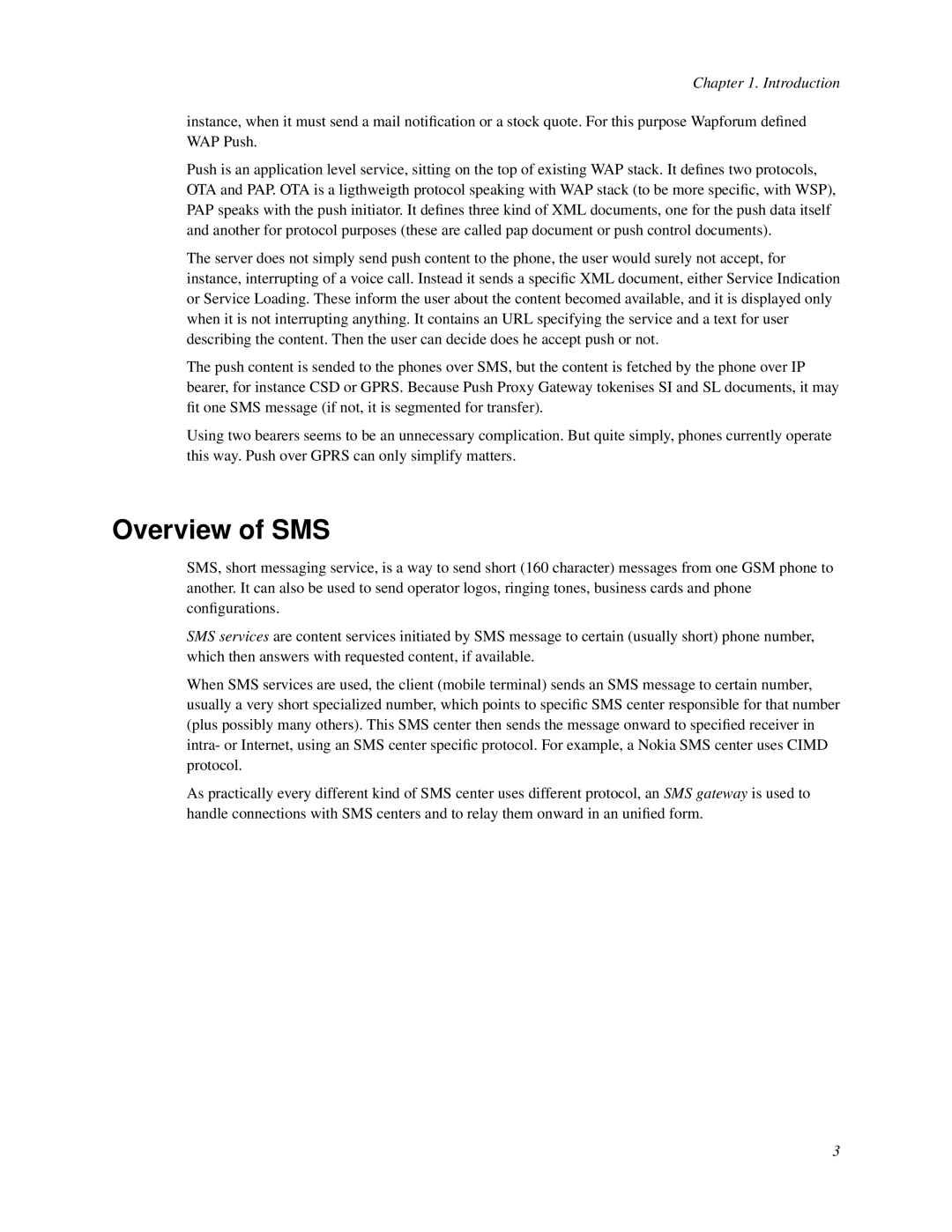 Nokia WAP and SMS gateway manual Overview of SMS 