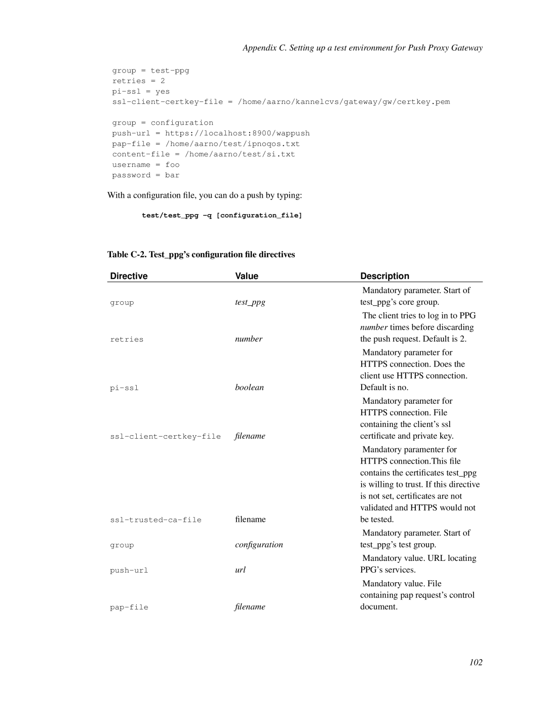 Nokia WAP and SMS gateway manual Directive Value Description 