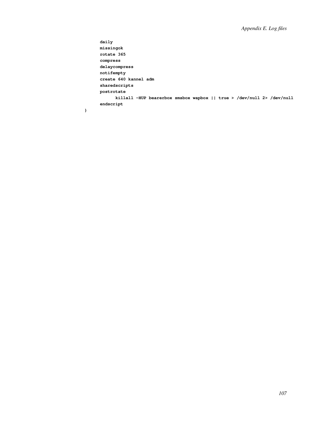 Nokia WAP and SMS gateway manual Appendix E. Log ﬁles, 107 