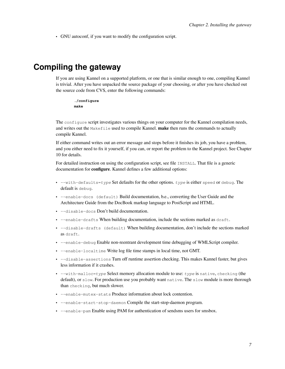 Nokia WAP and SMS gateway manual Compiling the gateway 