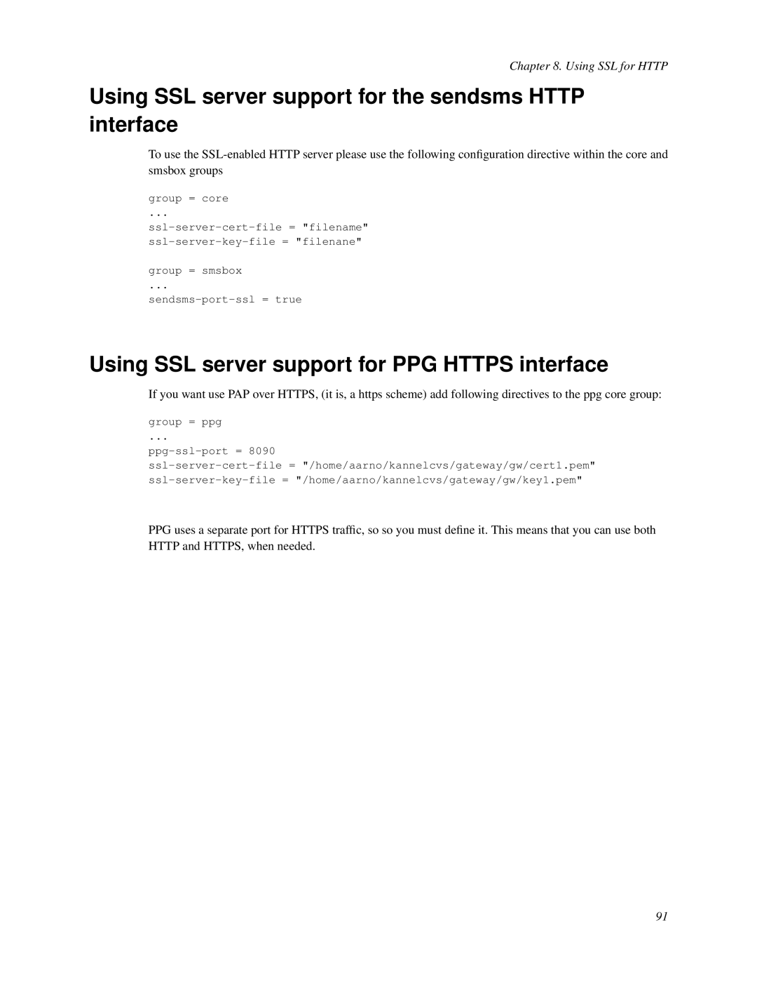 Nokia WAP and SMS gateway manual Using SSL server support for the sendsms Http interface, Using SSL for Http 