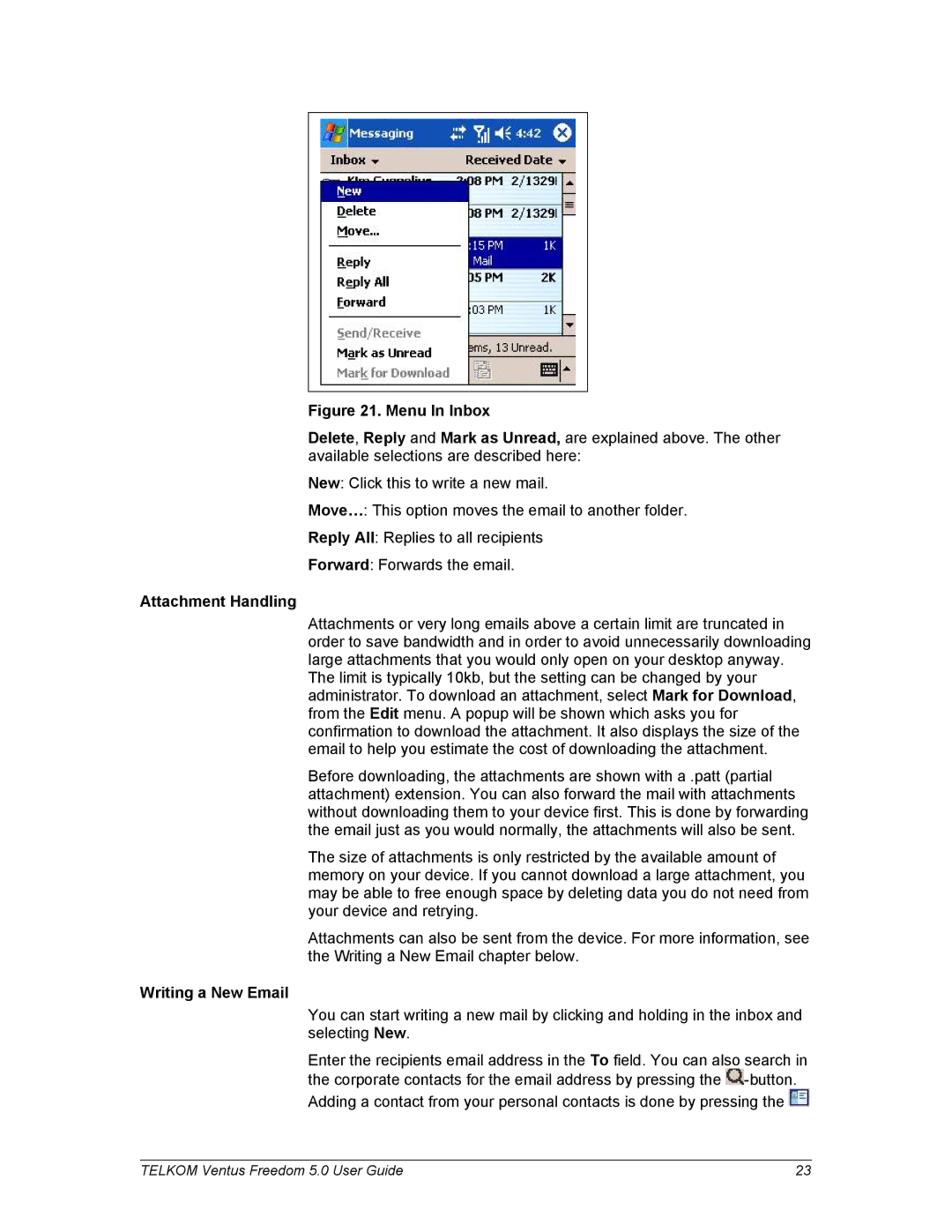 Nokia Windows Mobile Pocket PC manual Menu In Inbox 