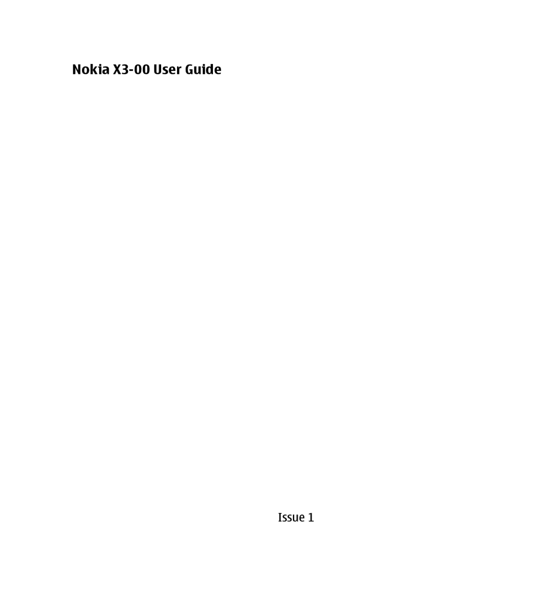 Nokia manual Nokia X3-00 User Guide 