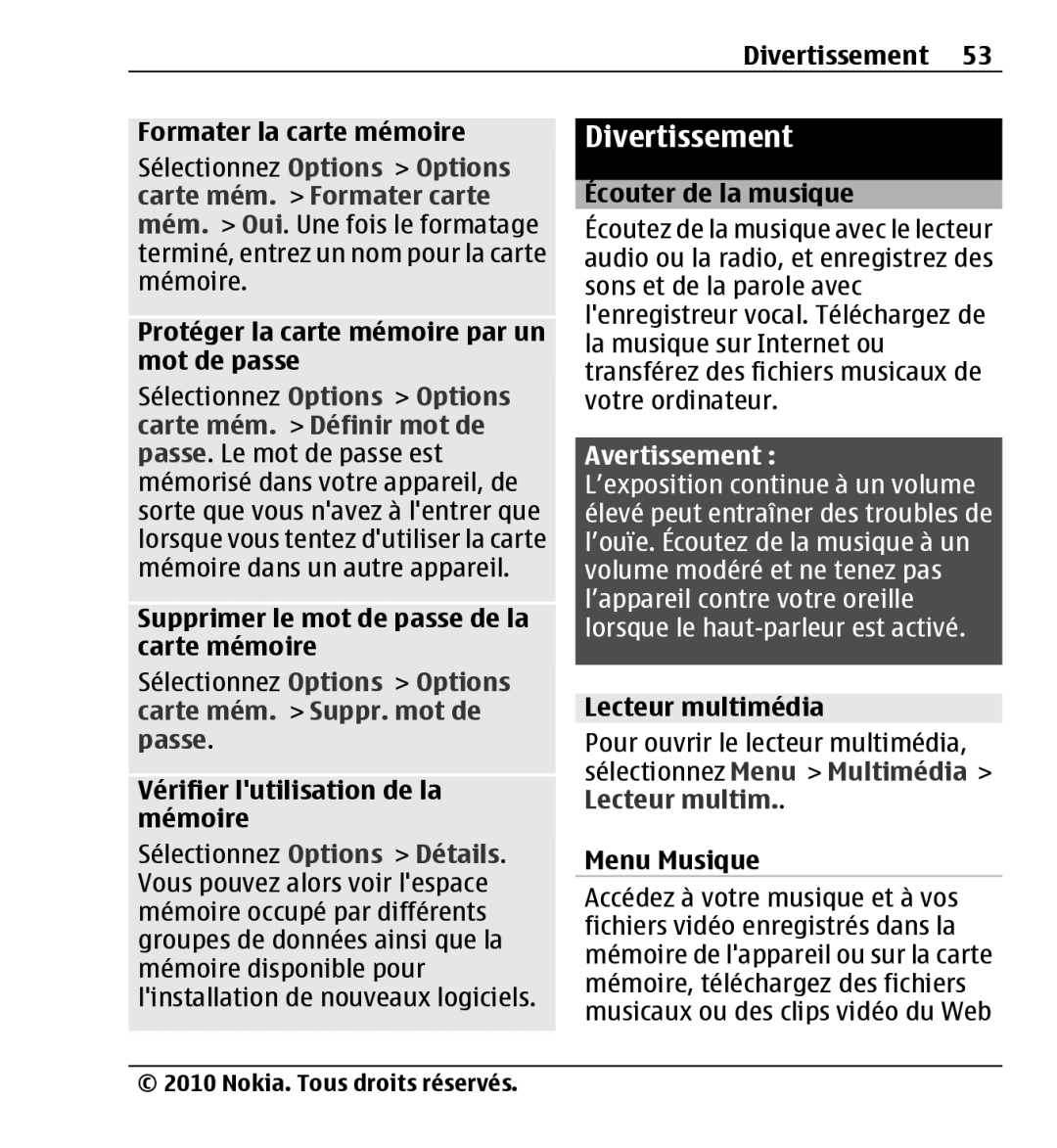 Nokia X3-00 manual Divertissement 