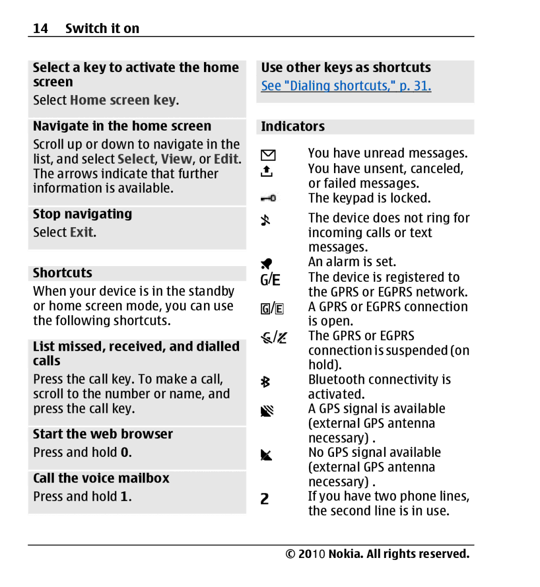 Nokia X3-00 manual Select Home screen key 