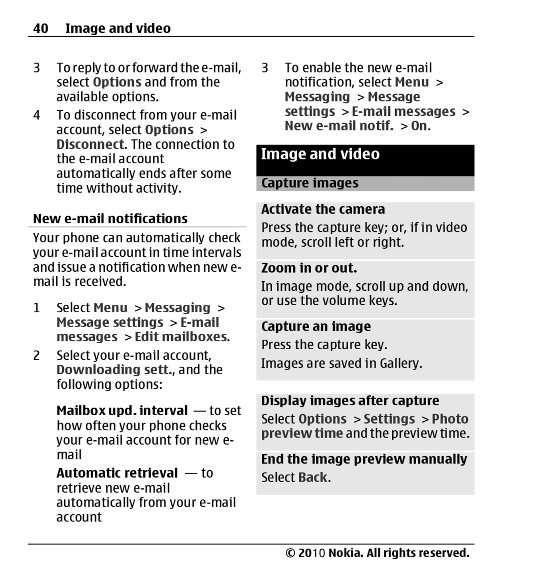 Nokia X3-00 manual Image and video 