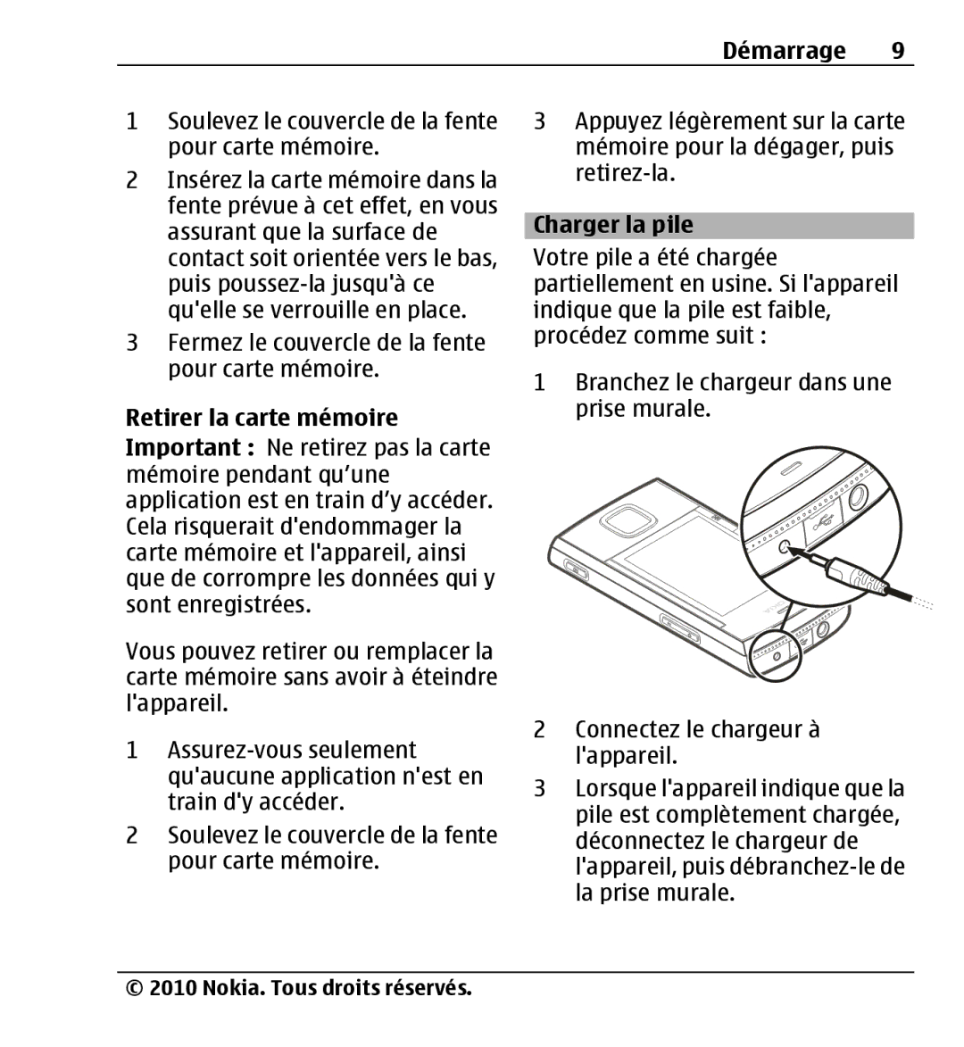 Nokia X3-00 manual Soulevez le couvercle de la fente pour carte mémoire, Fermez le couvercle de la fente pour carte mémoire 