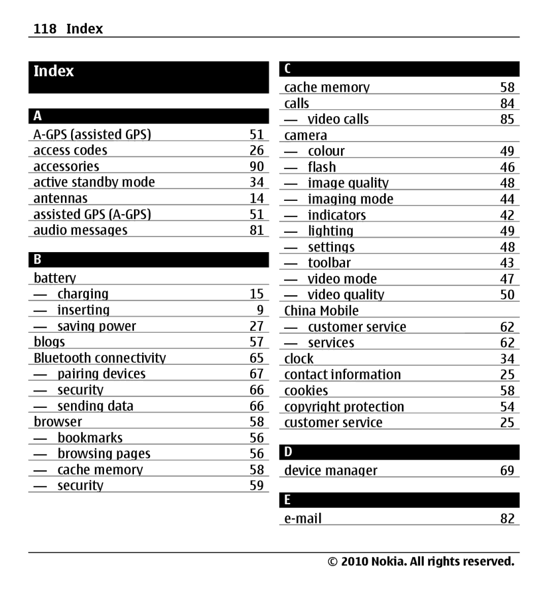 Nokia X500 manual Index 