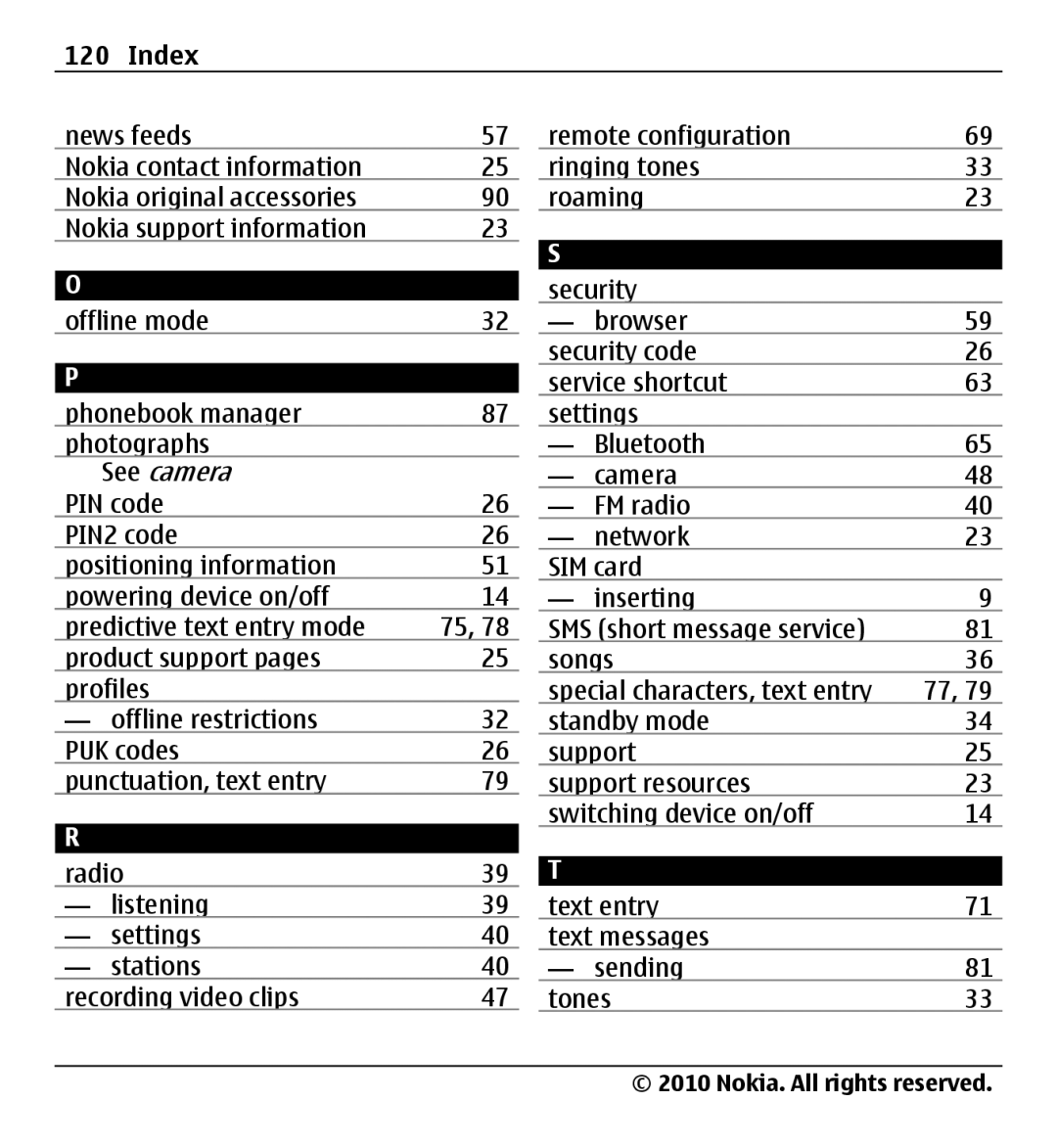 Nokia X500 manual Index, See camera 