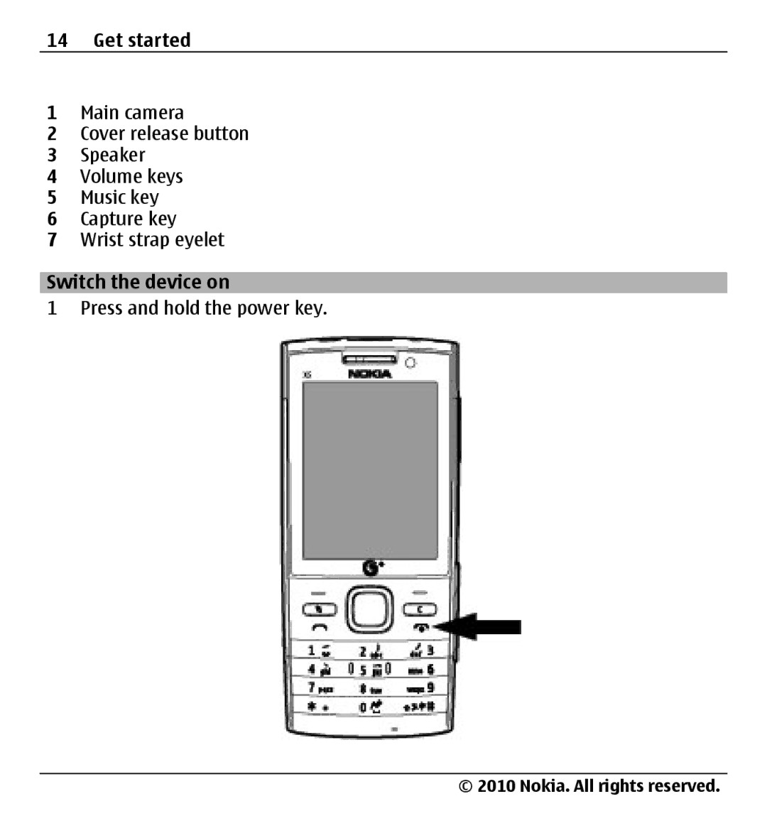 Nokia X500 manual Switch the device on 