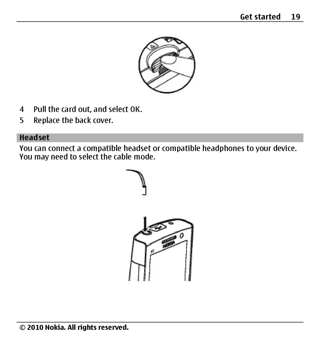 Nokia X500 manual Headset 