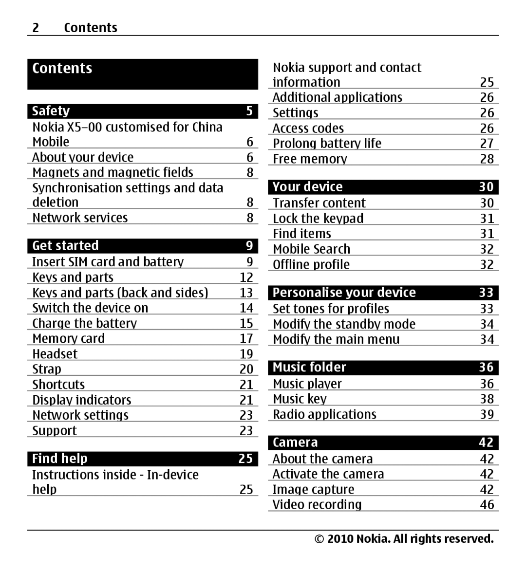 Nokia X500 manual Contents 