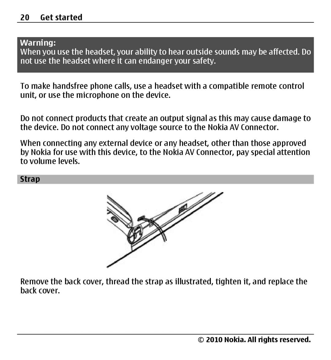 Nokia X500 manual Strap 