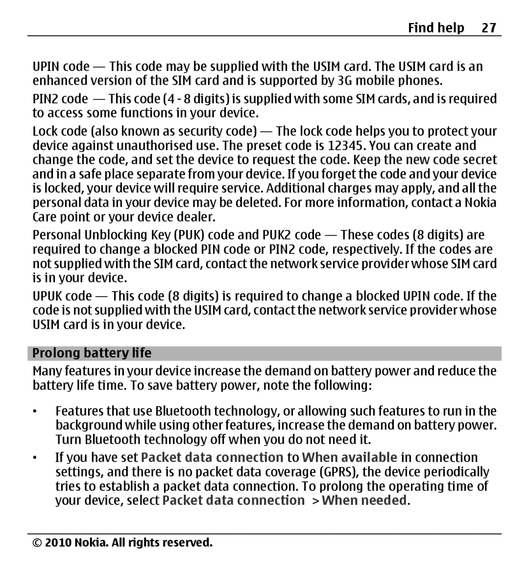 Nokia X500 manual Prolong battery life 