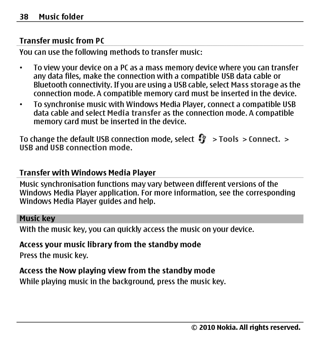 Nokia X500 manual USB and USB connection mode 