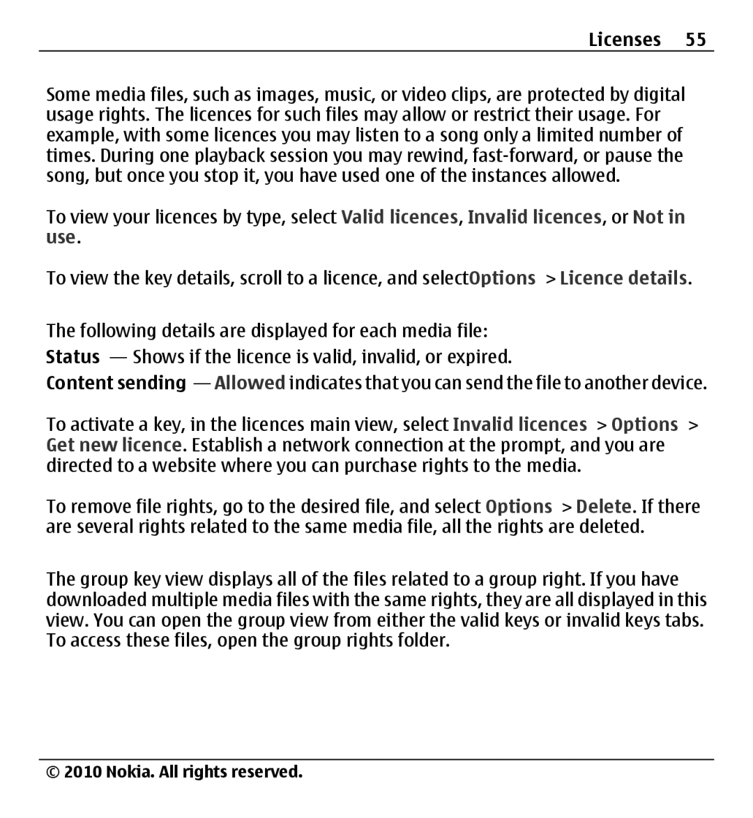 Nokia X500 manual Licenses 