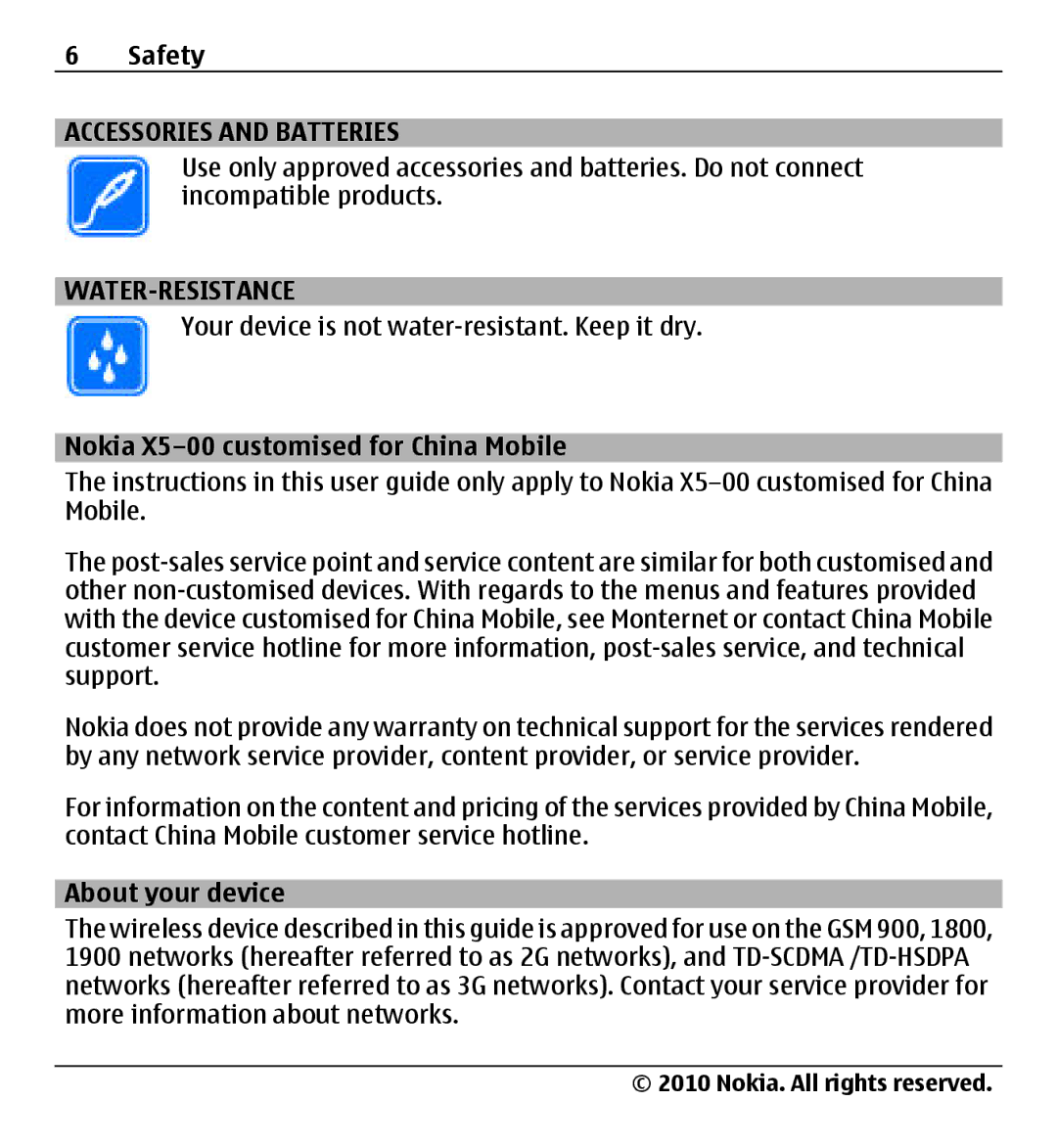 Nokia X500 manual Nokia X5-00 customised for China Mobile, About your device 