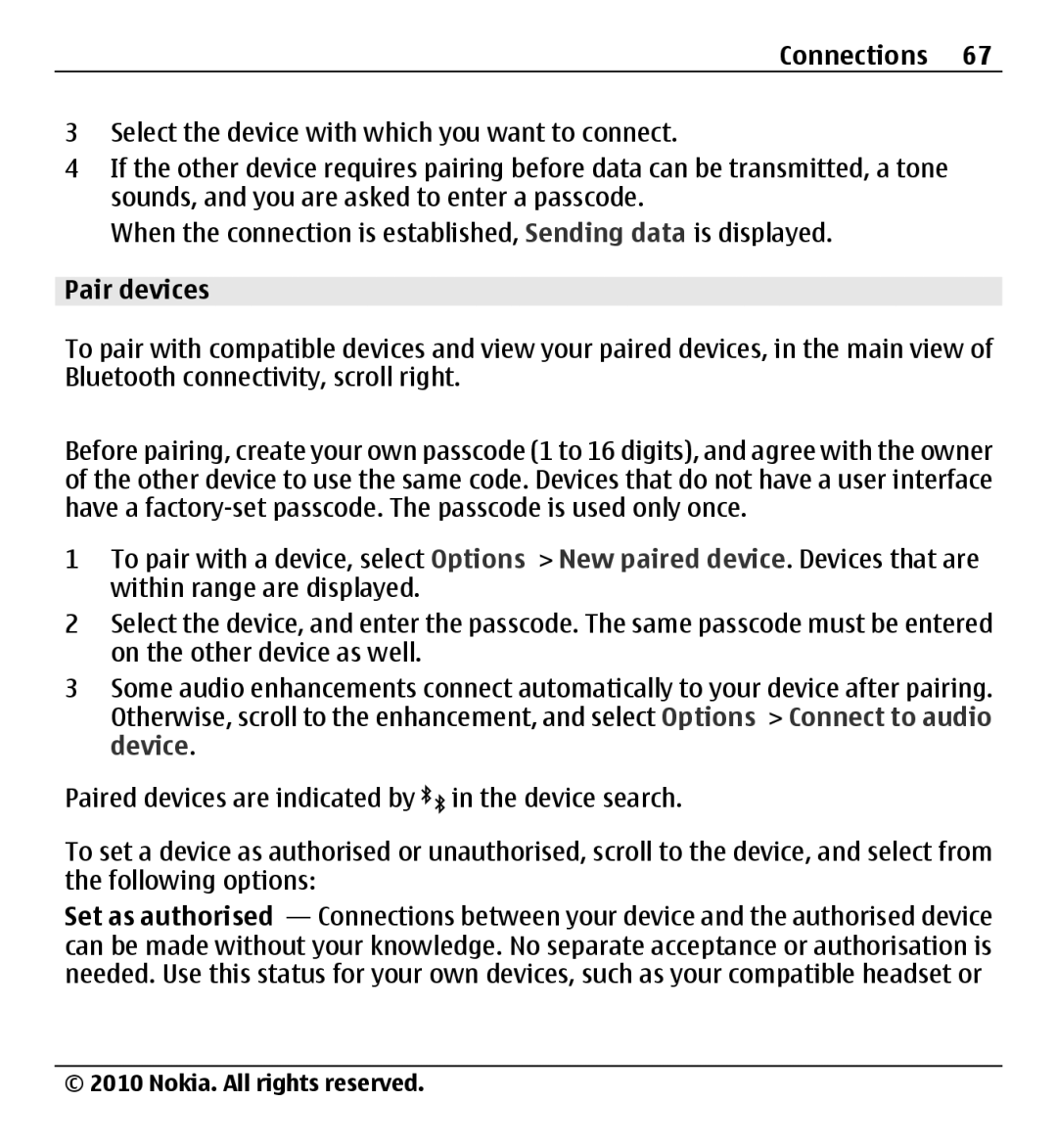 Nokia X500 manual Pair devices 