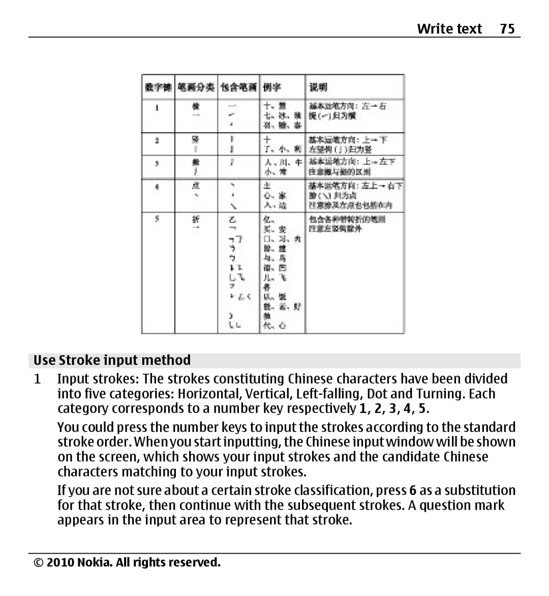 Nokia X500 manual Write text Use Stroke input method 