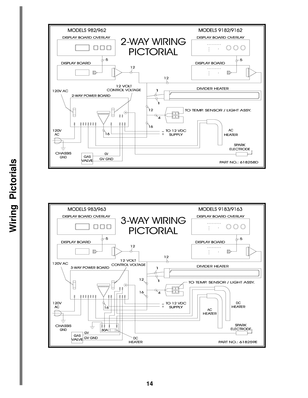 Norcold 9182, 9162, 9163, 9183 manual Wiring Pictorials 