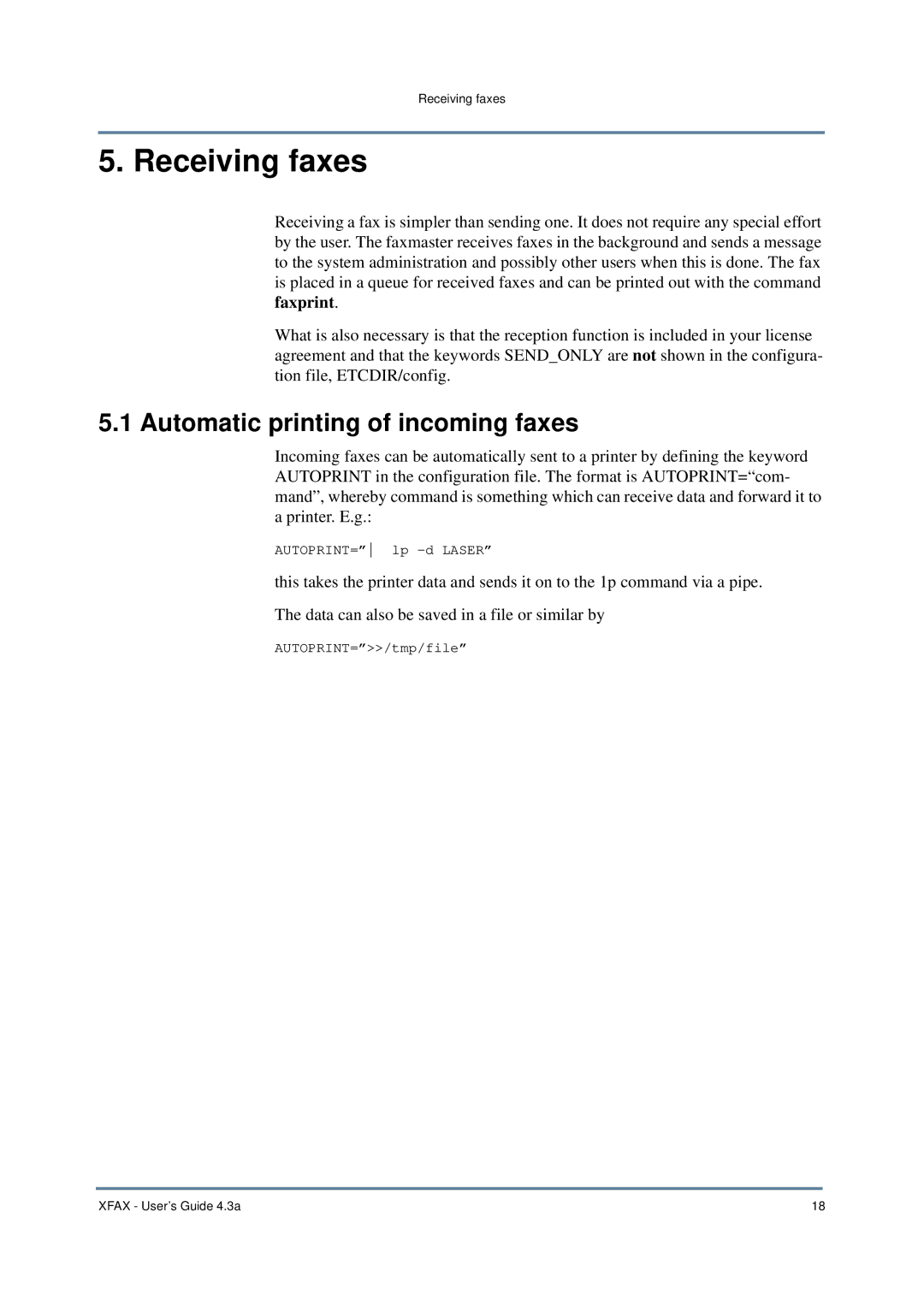 Nordic Star Products 4.3A manual Receiving faxes, Automatic printing of incoming faxes 