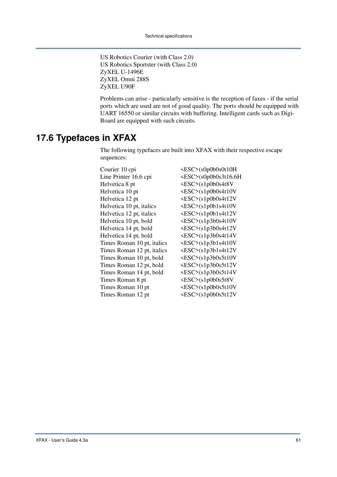 Nordic Star Products 4.3A manual Typefaces in Xfax 