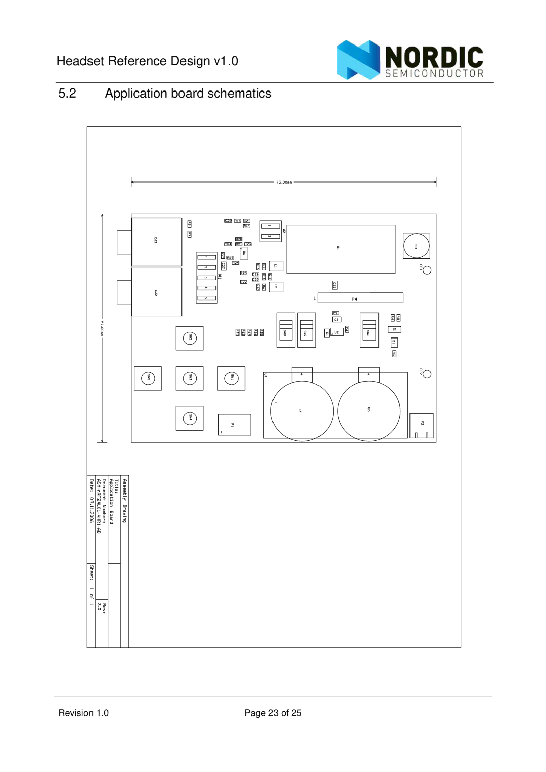 Nordic Star Products NRD24V1 manual Headset Reference Design Application board schematics 