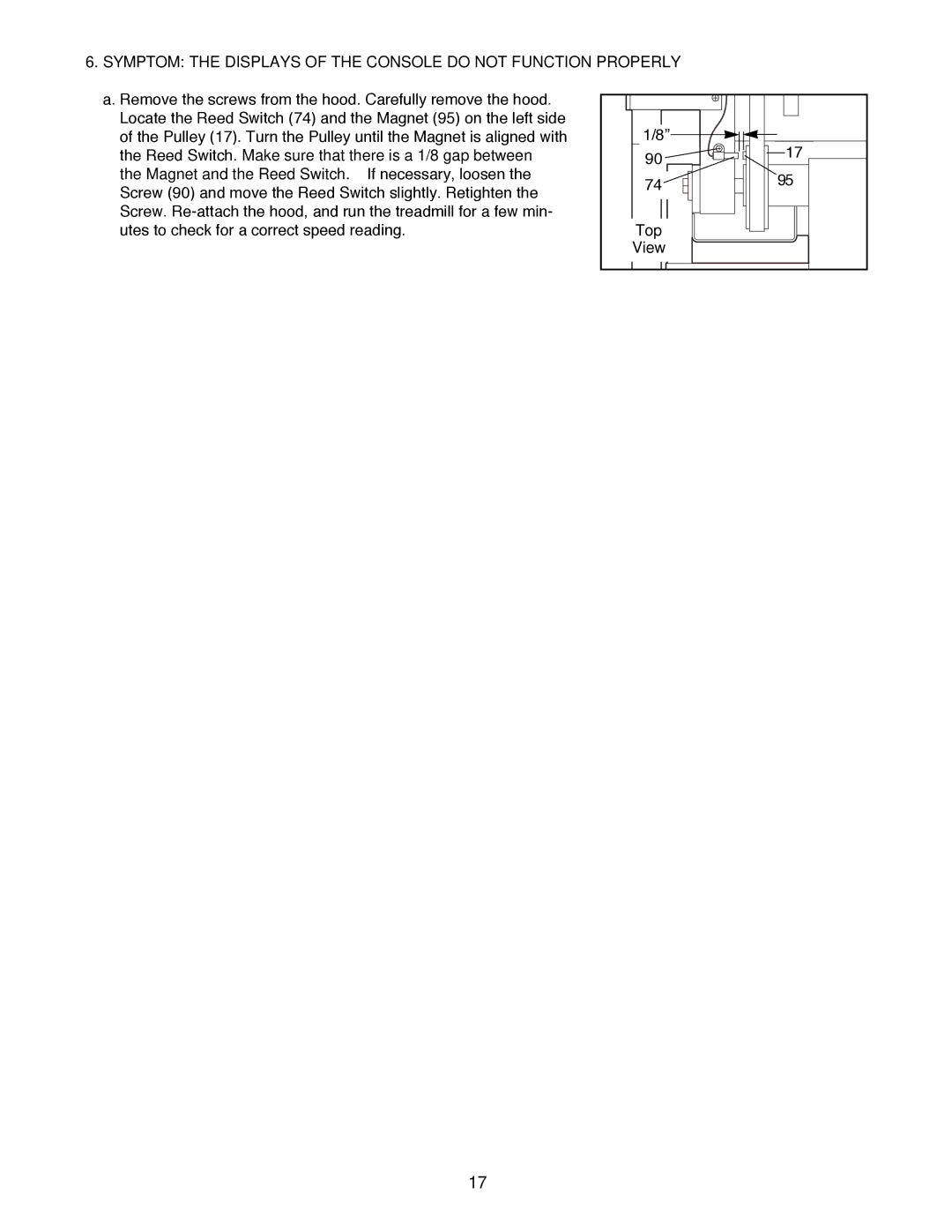 NordicTrack 1500 manual Symptom the Displays of the Console do not Function Properly, Top 