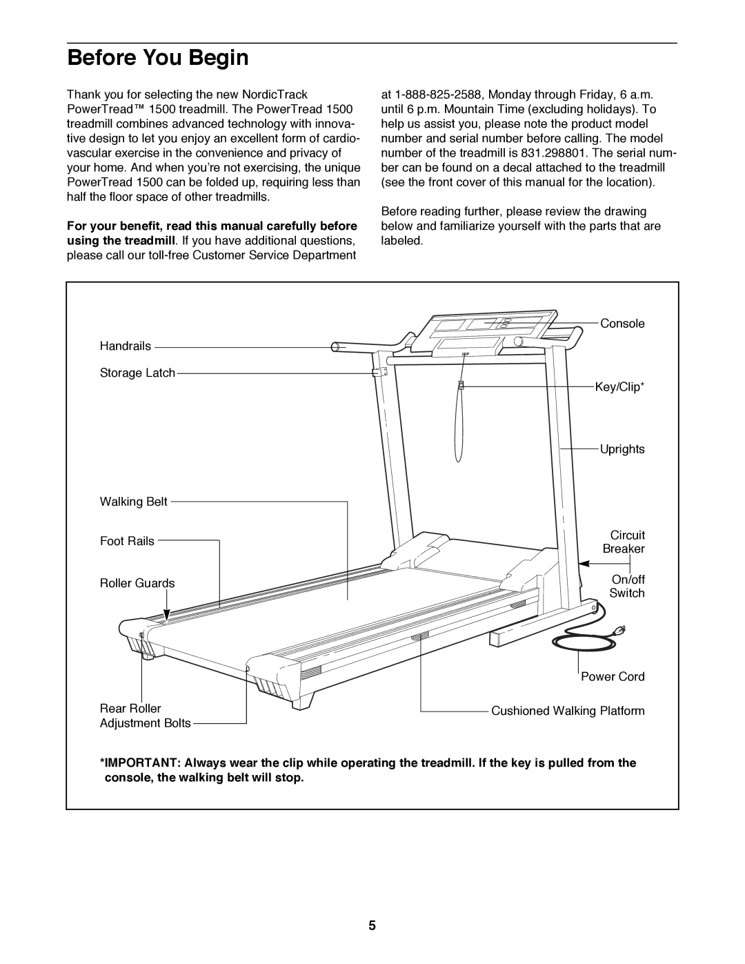 NordicTrack 1500 manual Before You Begin 