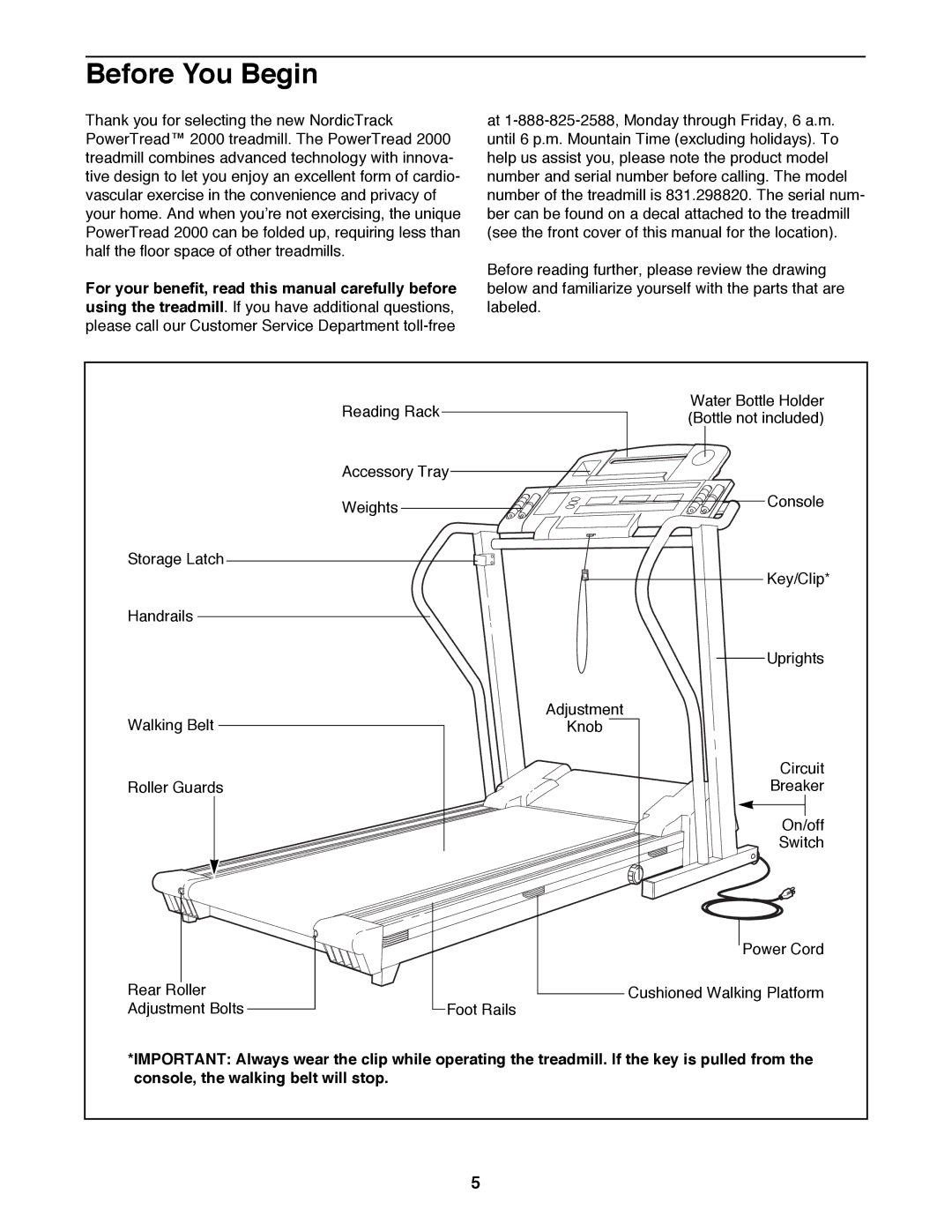 NordicTrack 2000 user manual Before You Begin 