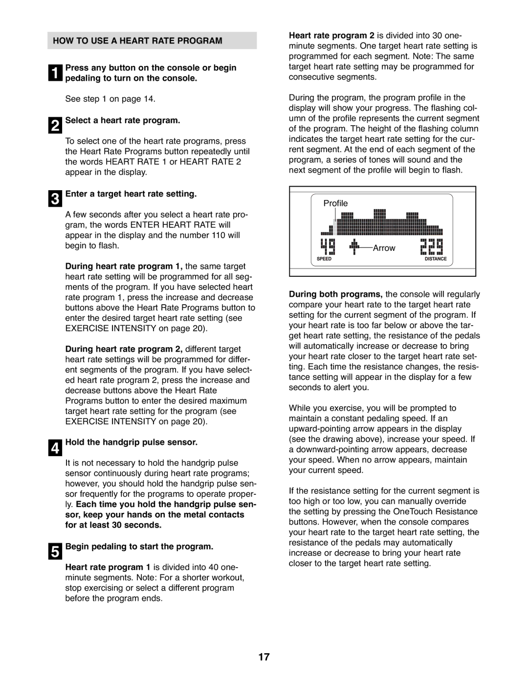 NordicTrack 23667.0 HOW to USE a Heart Rate Program, Select a heart rate program, Enter a target heart rate setting 