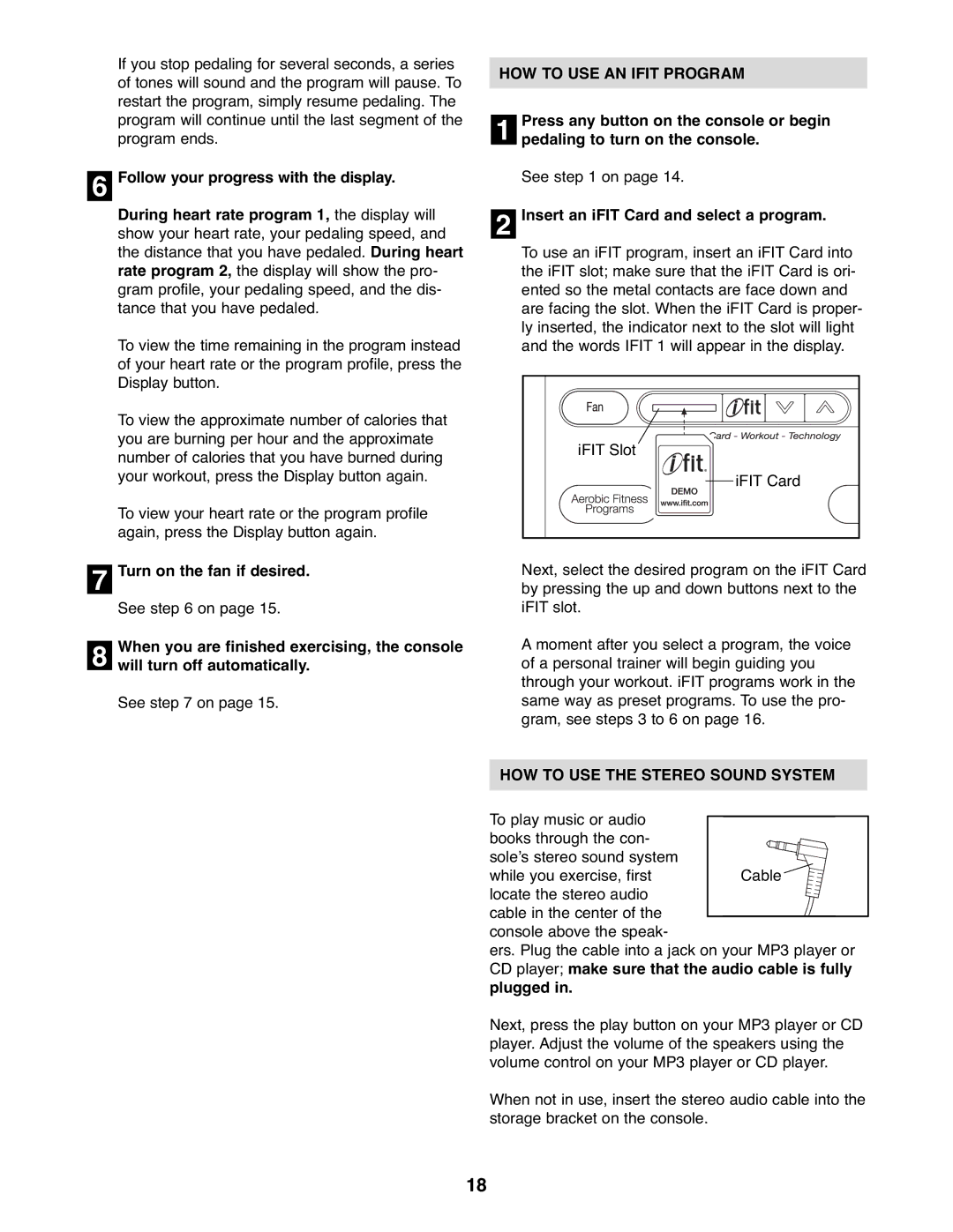 NordicTrack 23667.0 user manual HOW to USE AN Ifit Program, Insert an iFIT Card and select a program 