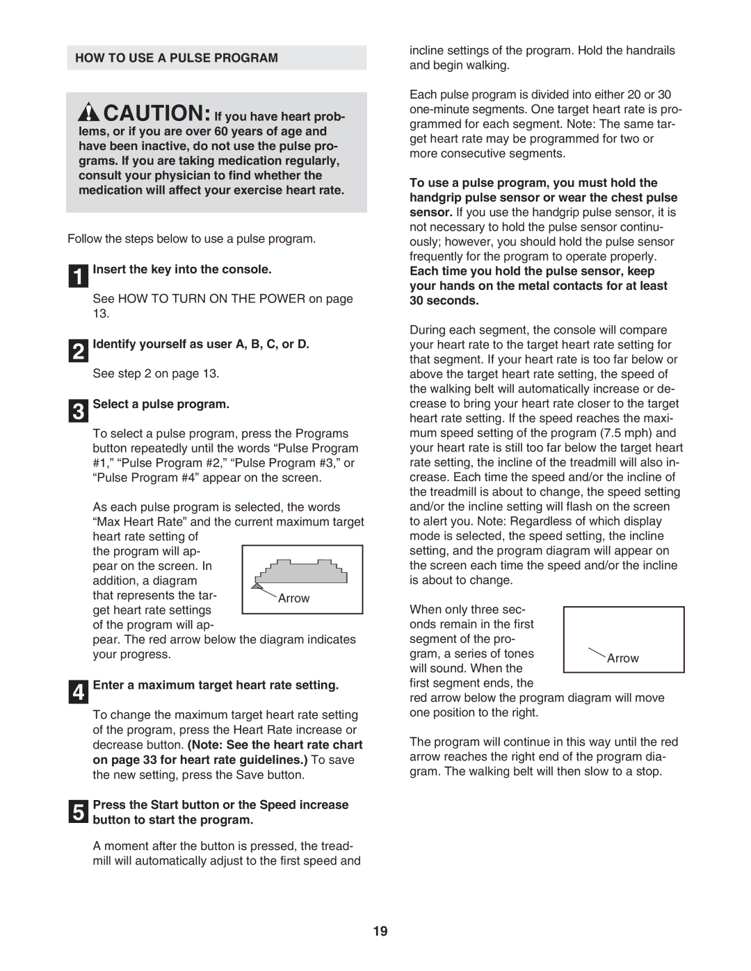 NordicTrack 30505.0 HOW to USE a Pulse Program, Select a pulse program, Enter a maximum target heart rate setting 