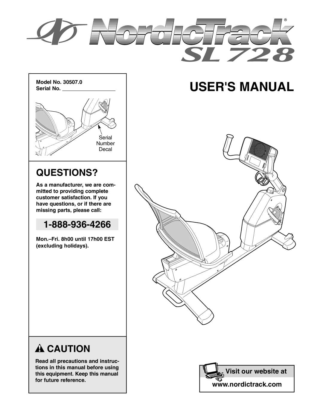 NordicTrack 30507.0 user manual Questions?, Model No Serial No 