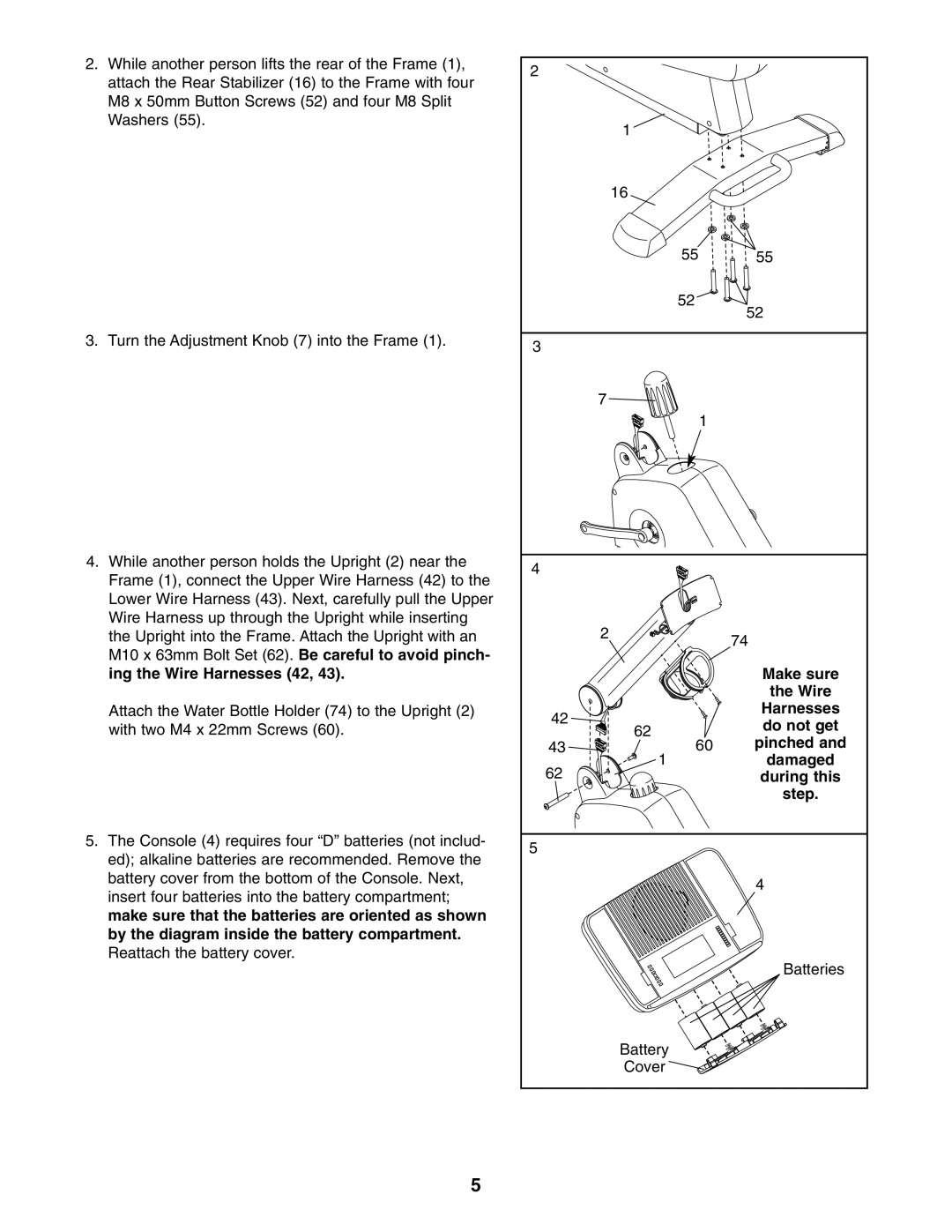 NordicTrack 30507.0 user manual Make sure, Harnesses, Do not get, Pinched, During this, Step 