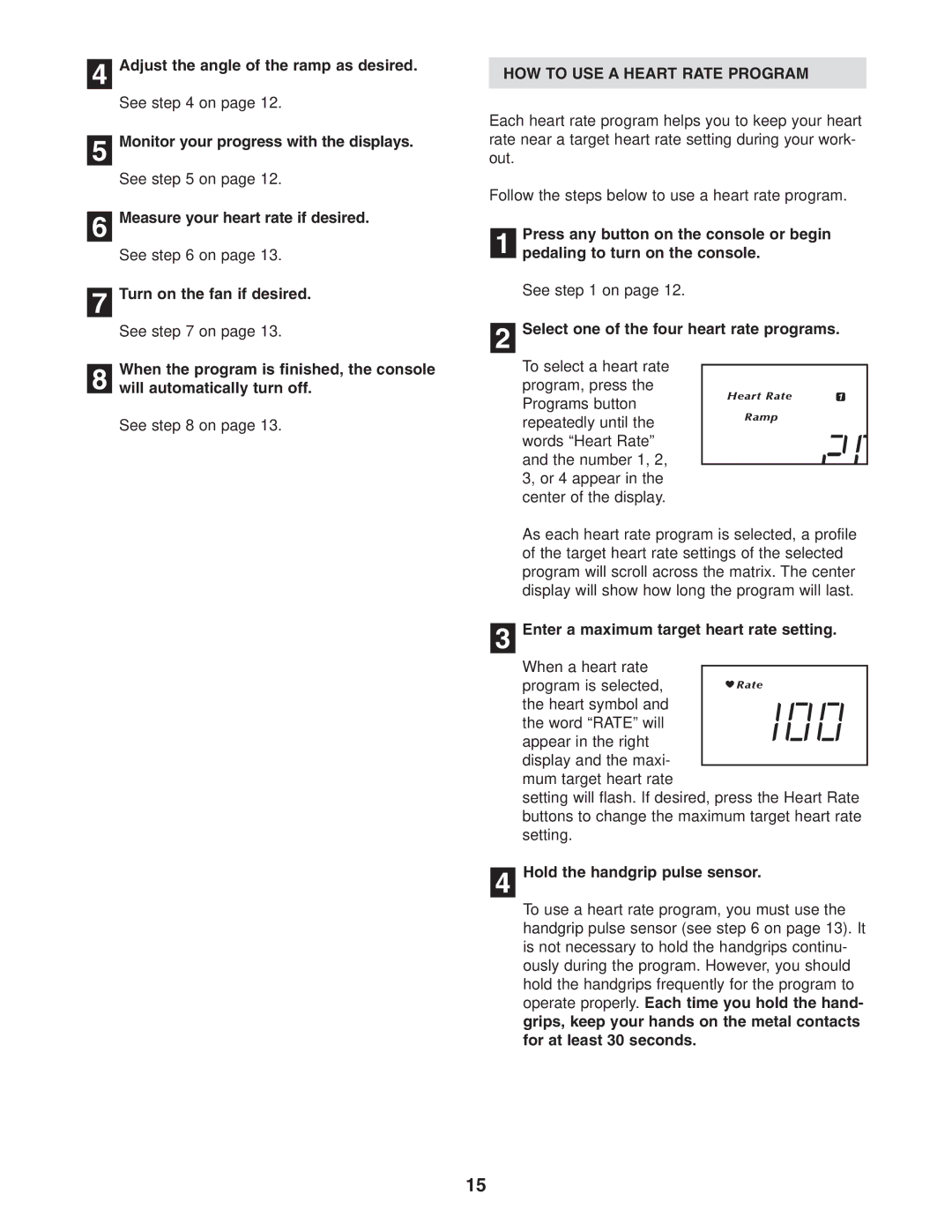 NordicTrack 30508.0 user manual HOW to USE a Heart Rate Program 