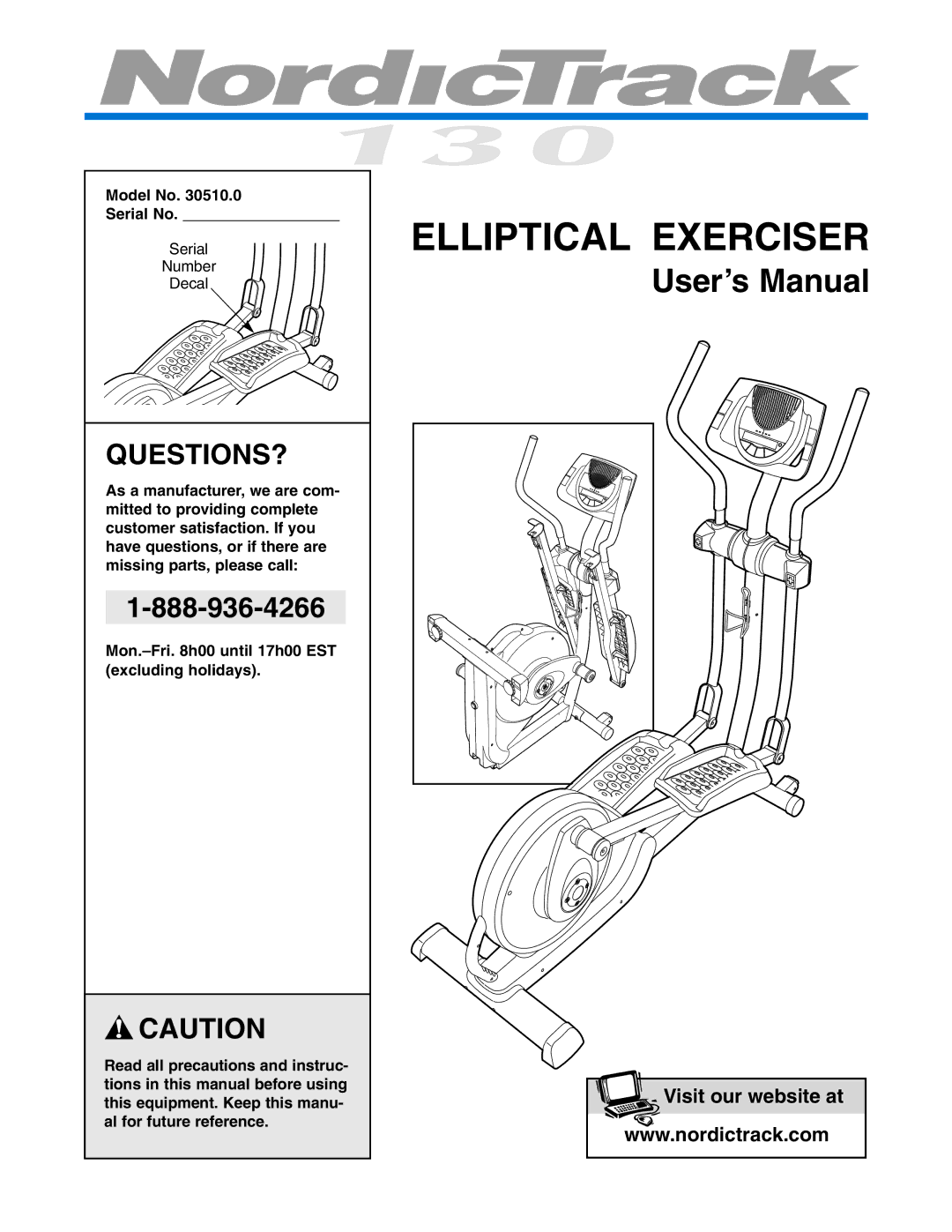 NordicTrack 30510.0 user manual Questions?, Model No Serial No 